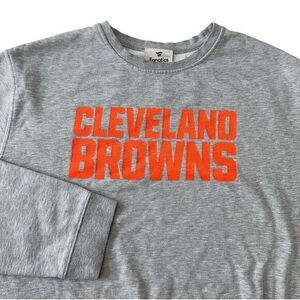 Fanatics Cleveland Browns NFL Football Gray Crewneck Sweatshirt Team Logo Unisex